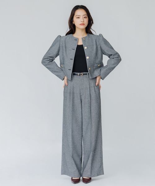 SENEE(セニー)の「tweed tuck wide pants(ツイードタックワイドパンツ)(スラックス・レディース・ブラック/ブラウン・MEDIUM/SMALL)」の22枚目の写真