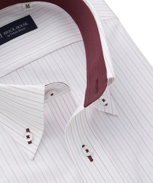 TOKYO SHIRTS（トウキョウシャツ）の「【吸水速乾】 形態安定ノンアイロン ボタンダウン 半袖ビジネスワイシャツ（ビジネスシャツ・メンズ・ピンク・首回り43cm/首回り42cm/首回り39cm/首回り37cm/首回り41cm）」の2枚目の写真