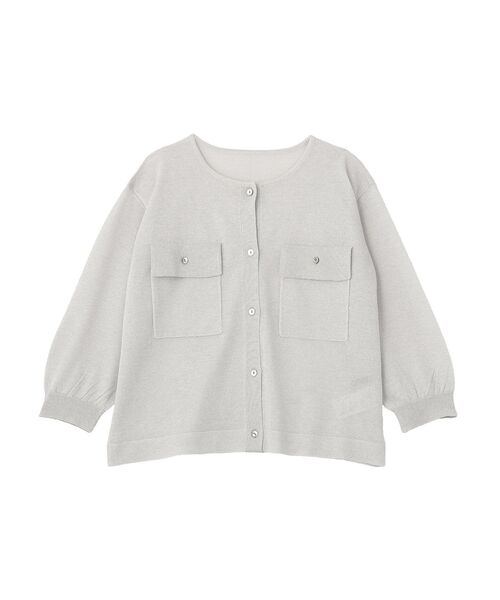 YECCA VECCA(イェッカヴェッカ)の「ノーカラー7分袖ポケットカーディガン(カーディガン/ボレロ・レディース・ブラック/ライトグレー/ダークベージュ・FREE)」の5枚目の写真