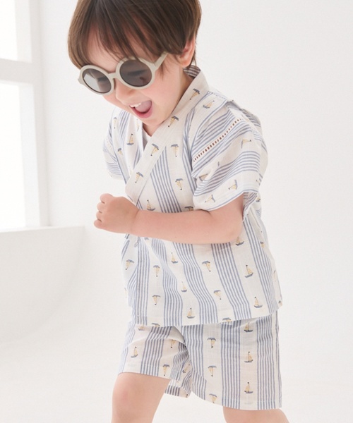 petit main(プティマイン)の「【簡単着用】BOYSアソート甚平(浴衣・キッズ・カラフル/ネイビー/サックスブルー/キナリ・110cm/130cm/90cm/100cm/80cm/120cm)」の5枚目の写真