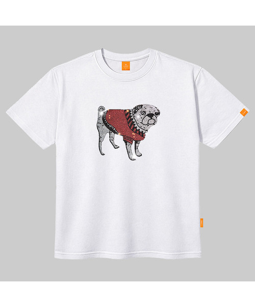 LLAMO（エラモ）の「キュービックレッドドッグ 半袖Tシャツ 男女共用 ビッグサイズ S 4XL（Tシャツ/カットソー・レディース・チャコールグレー/ネイビー/ホワイト/ダークインディゴブルー・SMALL/X-LARGE/4XL/3XL/LARGE/MEDIUM/2XL）」の2枚目の写真