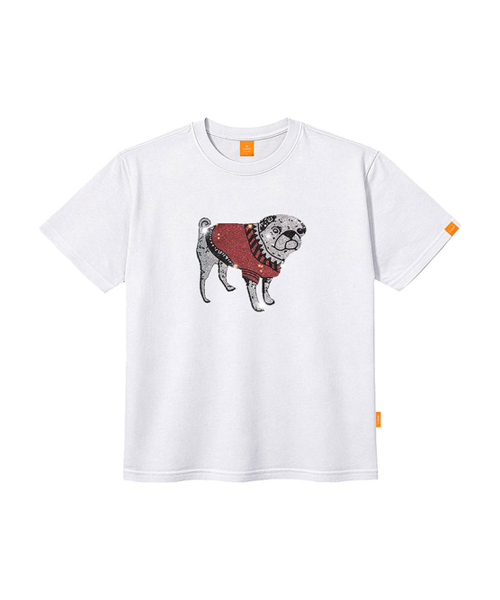 LLAMO（エラモ）の「キュービックレッドドッグ 半袖Tシャツ 男女共用 ビッグサイズ S 4XL（Tシャツ/カットソー・レディース・チャコールグレー/ネイビー/ホワイト/ダークインディゴブルー・SMALL/X-LARGE/4XL/3XL/LARGE/MEDIUM/2XL）」の7枚目の写真