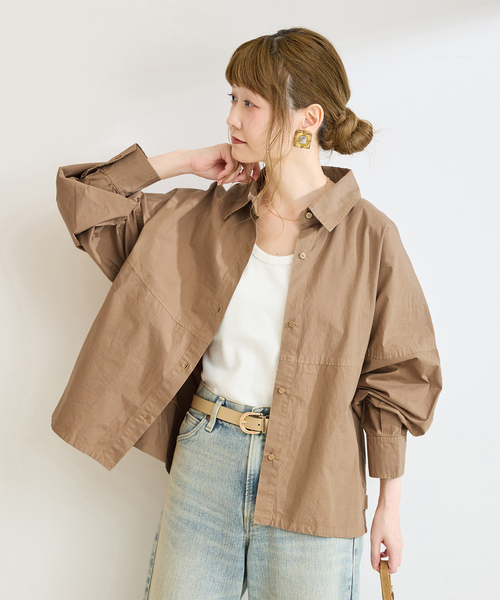 B.C STOCK（ベーセーストック）の「《追加》ウォッシャブル / 襟付きシャツブルゾン（シャツ/ブラウス・レディース・ブラック/キャメル/カーキ・FREE）」の3枚目の写真