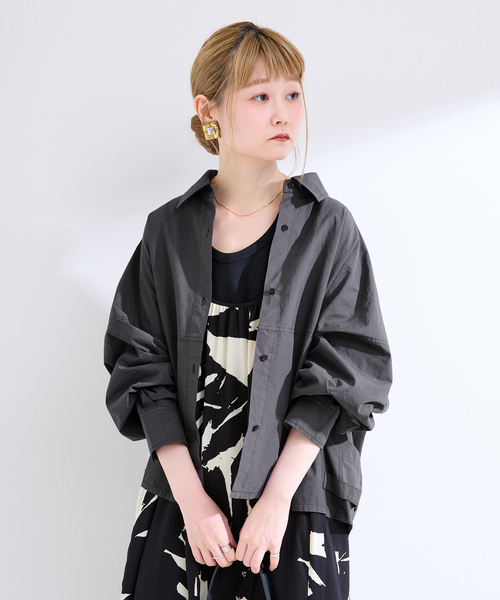 B.C STOCK（ベーセーストック）の「《追加》ウォッシャブル / 襟付きシャツブルゾン（シャツ/ブラウス・レディース・ブラック/キャメル/カーキ・FREE）」の4枚目の写真