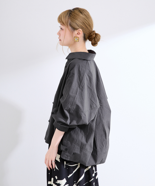 B.C STOCK（ベーセーストック）の「《追加》ウォッシャブル / 襟付きシャツブルゾン（シャツ/ブラウス・レディース・ブラック/キャメル/カーキ・FREE）」の7枚目の写真
