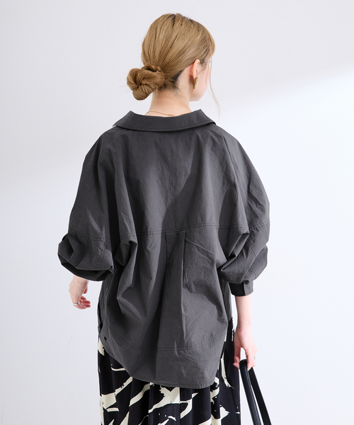 B.C STOCK（ベーセーストック）の「《追加》ウォッシャブル / 襟付きシャツブルゾン（シャツ/ブラウス・レディース・ブラック/キャメル/カーキ・FREE）」の8枚目の写真