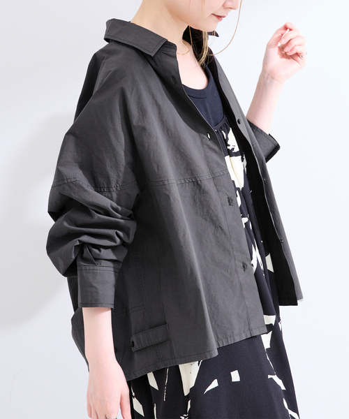 B.C STOCK（ベーセーストック）の「《追加》ウォッシャブル / 襟付きシャツブルゾン（シャツ/ブラウス・レディース・ブラック/キャメル/カーキ・FREE）」の9枚目の写真