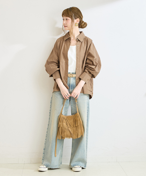 B.C STOCK（ベーセーストック）の「《追加》ウォッシャブル / 襟付きシャツブルゾン（シャツ/ブラウス・レディース・ブラック/キャメル/カーキ・FREE）」の10枚目の写真