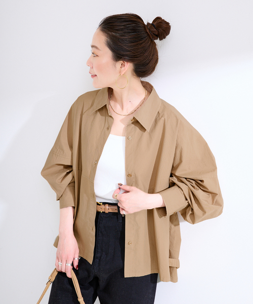 B.C STOCK（ベーセーストック）の「《追加》ウォッシャブル / 襟付きシャツブルゾン（シャツ/ブラウス・レディース・ブラック/キャメル/カーキ・FREE）」の22枚目の写真
