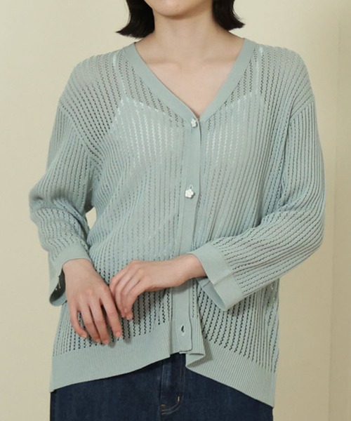 MARY QUANT（マリークワント）の「ライトメッシュ カーディガン（カーディガン/ボレロ・レディース・ホワイト/グリーン/ブラック・M）」の3枚目の写真