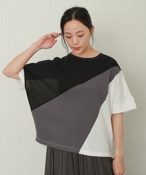 libelle more(リベル モア)の「アシメ配色ドルマントップス(Tシャツ/カットソー・レディース・ブラウン/オフホワイト/ネイビー・M/L)」の7枚目の写真