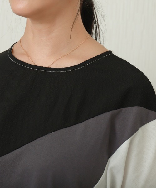 libelle more(リベル モア)の「アシメ配色ドルマントップス(Tシャツ/カットソー・レディース・ブラウン/オフホワイト/ネイビー・M/L)」の12枚目の写真