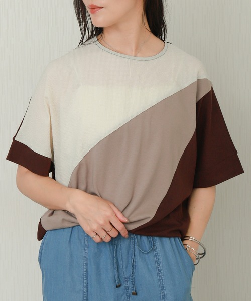 libelle more(リベル モア)の「アシメ配色ドルマントップス(Tシャツ/カットソー・レディース・ブラウン/オフホワイト/ネイビー・M/L)」の20枚目の写真