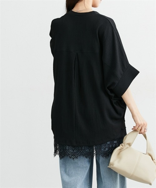 nissen(ニッセン)の「楊柳カットソージャガードスキッパードルマントップス(Tシャツ/カットソー・レディース・オフホワイト/ブラック/ブルー・L/M/LL)」の18枚目の写真