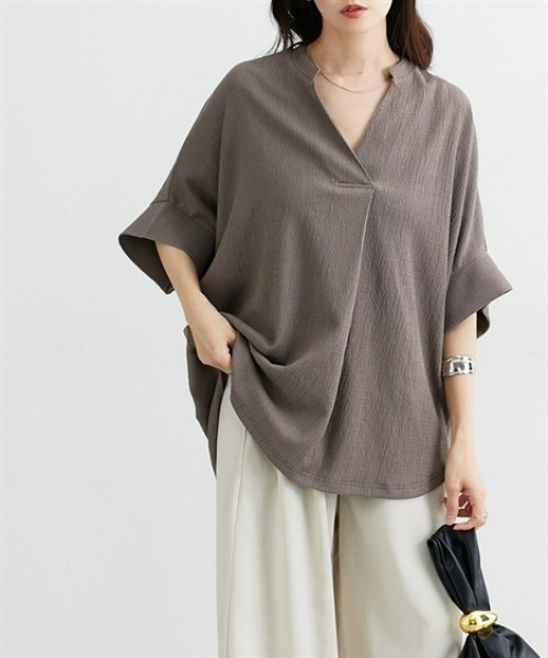 nissen(ニッセン)の「楊柳カットソージャガードスキッパードルマントップス(Tシャツ/カットソー・レディース・オフホワイト/ブラック/ブルー・L/M/LL)」の21枚目の写真