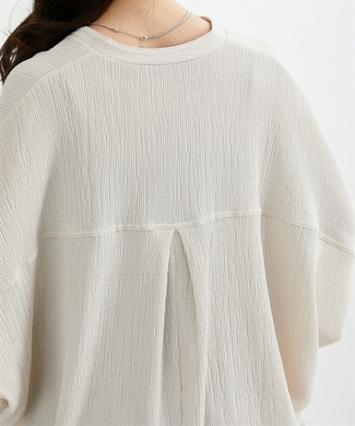 nissen(ニッセン)の「楊柳カットソージャガードスキッパードルマントップス(Tシャツ/カットソー・レディース・オフホワイト/ブラック/ブルー・L/M/LL)」の9枚目の写真