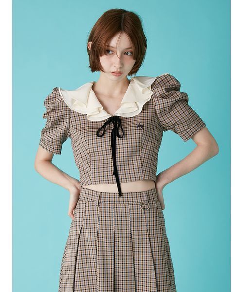 LILY BROWN(リリーブラウン)の「【LILY BROWN×Hearts2Hearts】フレアカラートップス(Tシャツ/カットソー・レディース・グレー/ブラック/チェック・F)」の13枚目の写真