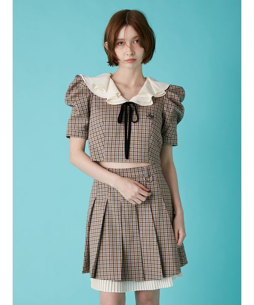 LILY BROWN(リリーブラウン)の「【LILY BROWN×Hearts2Hearts】フレアカラートップス(Tシャツ/カットソー・レディース・グレー/ブラック/チェック・F)」の14枚目の写真