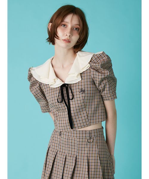 LILY BROWN(リリーブラウン)の「【LILY BROWN×Hearts2Hearts】フレアカラートップス(Tシャツ/カットソー・レディース・グレー/ブラック/チェック・F)」の18枚目の写真
