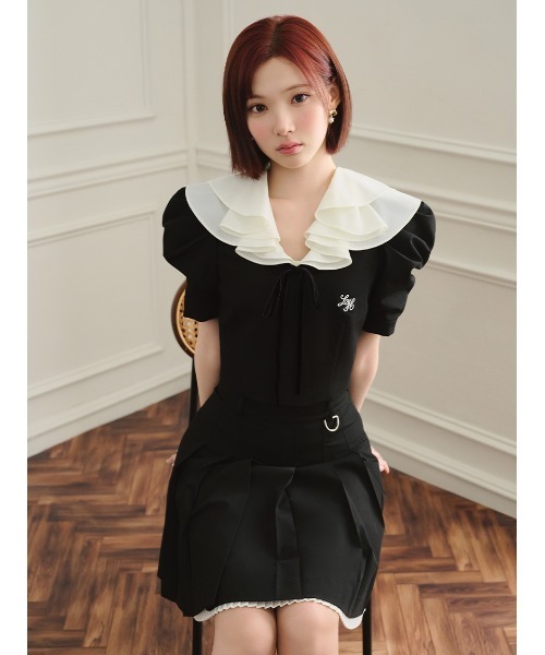 LILY BROWN(リリーブラウン)の「【LILY BROWN×Hearts2Hearts】フレアカラートップス(Tシャツ/カットソー・レディース・グレー/ブラック/チェック・F)」の7枚目の写真
