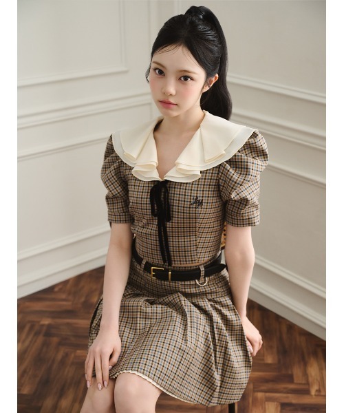 LILY BROWN(リリーブラウン)の「【LILY BROWN×Hearts2Hearts】フレアカラートップス(Tシャツ/カットソー・レディース・グレー/ブラック/チェック・F)」の4枚目の写真