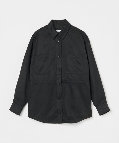 HELIOPOLE(エリオポール)の「SYNTHETIC SUEDE SHIRT / シンセティック スエード シャツ(シャツ/ブラウス・レディース・ブラック/キャメル・38)」の1枚目の写真