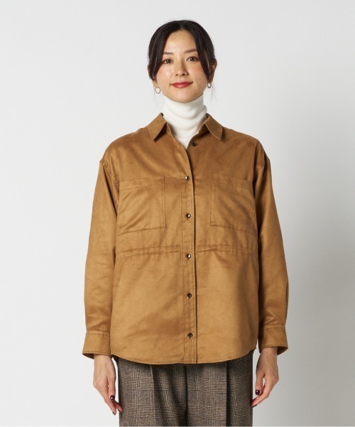 HELIOPOLE(エリオポール)の「SYNTHETIC SUEDE SHIRT / シンセティック スエード シャツ(シャツ/ブラウス・レディース・ブラック/キャメル・38)」の10枚目の写真