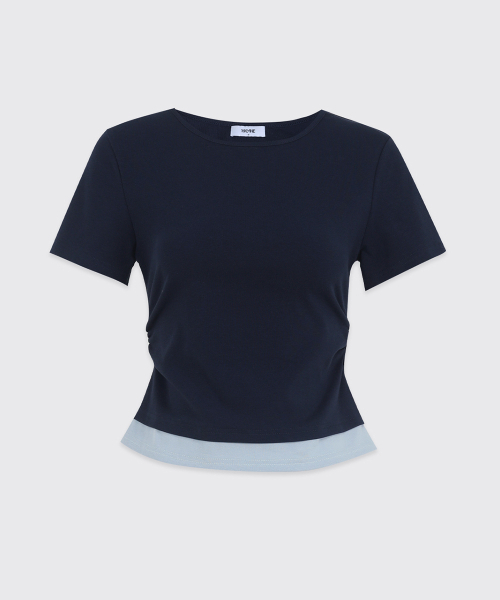 MICANE(ミケーネ)の「エリンレイヤードショートスリーブTシャツ(Tシャツ/カットソー・レディース・ホワイト/ネイビー・1/2/4/3)」の11枚目の写真