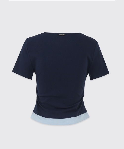 MICANE(ミケーネ)の「エリンレイヤードショートスリーブTシャツ(Tシャツ/カットソー・レディース・ホワイト/ネイビー・1/2/4/3)」の12枚目の写真