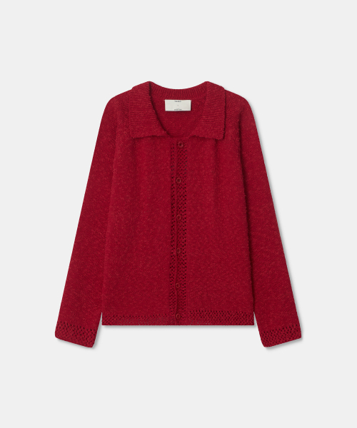 Slub collar cardigan — кардиган с рубчатым воротником, красный