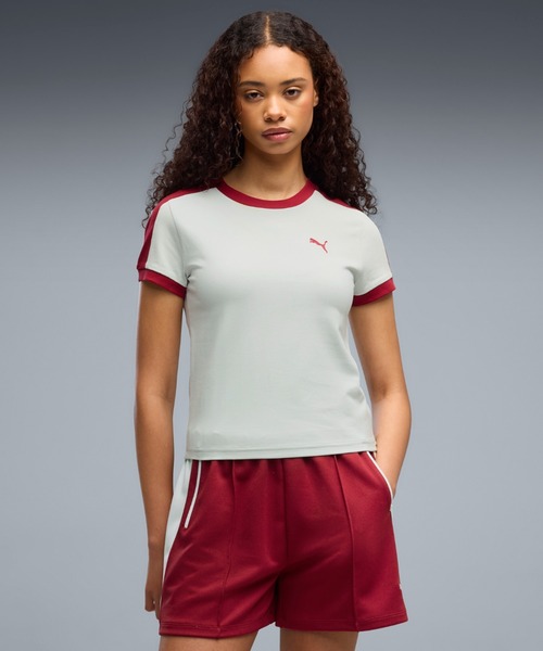 PUMA(プーマ)の「PUMA プーマ ウィメンズ T7 スリム 半袖 Tシャツ(Tシャツ/カットソー・レディース・ミント・X-LARGE/MEDIUM/SMALL/LARGE)」の1枚目の写真