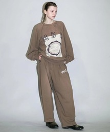 【beautiful landlet】 DAMAGE SWEAT WIDE PANTS - embroidery