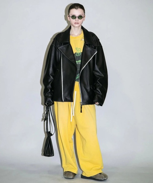 my beautiful landlet(マイビューティフルランドレット)の「【beautiful landlet】 DAMAGE SWEAT WIDE PANTS - embroidery(スウェットパンツ・メンズ・ブラウン/オートミール/イエロー/ブラック・2/1/0)」の11枚目の写真