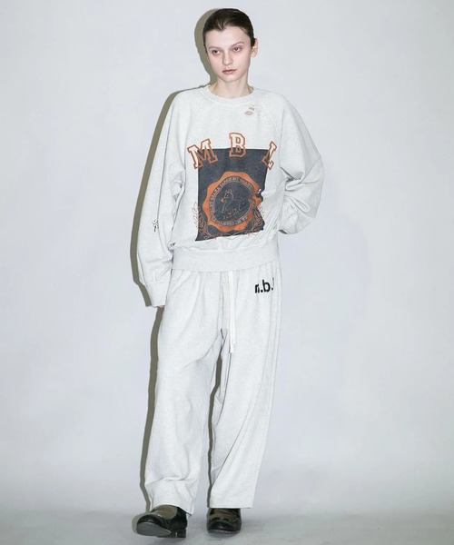 my beautiful landlet(マイビューティフルランドレット)の「【beautiful landlet】 DAMAGE SWEAT WIDE PANTS - embroidery(スウェットパンツ・メンズ・ブラウン/オートミール/イエロー/ブラック・2/1/0)」の5枚目の写真