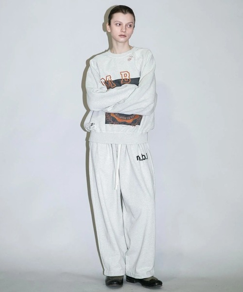 my beautiful landlet(マイビューティフルランドレット)の「【beautiful landlet】 DAMAGE SWEAT WIDE PANTS - embroidery(スウェットパンツ・メンズ・ブラウン/オートミール/イエロー/ブラック・2/1/0)」の6枚目の写真