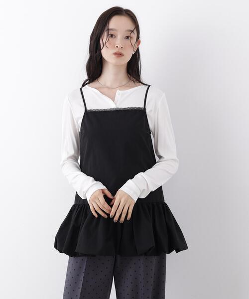 N.(N. Natural Beauty Basic)(エヌエヌナチュラルビューティーベーシック)の「バルーンキャミ(キャミソール・レディース・ブラック/オフホワイト・フリ-)」の16枚目の写真
