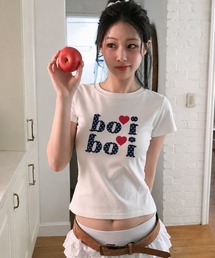ドット柄ロゴプリントTシャツ