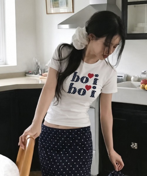 Achic(アシック)の「ドット柄ロゴプリントTシャツ(Tシャツ/カットソー・レディース・ホワイト/ホワイト系その他・M)」の8枚目の写真