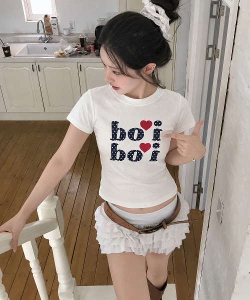 Achic(アシック)の「ドット柄ロゴプリントTシャツ(Tシャツ/カットソー・レディース・ホワイト/ホワイト系その他・M)」の9枚目の写真