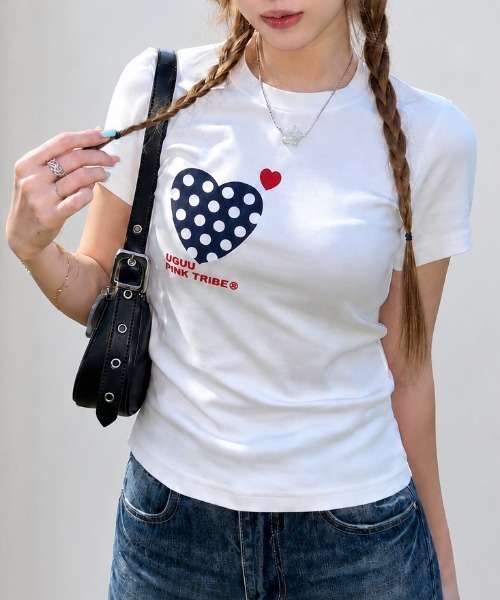 Achic(アシック)の「ドット柄ロゴプリントTシャツ(Tシャツ/カットソー・レディース・ホワイト/ホワイト系その他・M)」の3枚目の写真