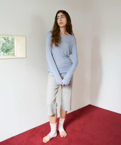 38COMEONCOMMON(38カモンコモン)の「Rib Knit Capri Pants (Melange Grey)(その他パンツ・レディース・その他・FREE)」の1枚目の写真