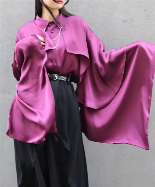 REZEN（リゼン）の「襟金具フリル和袖シャツ（シャツ/ブラウス・メンズ・ローズ/ブラック/ライトグレー・LARGE/MEDIUM）」の11枚目の写真