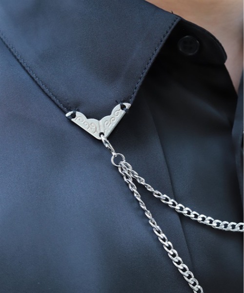 REZEN（リゼン）の「襟金具フリル和袖シャツ（シャツ/ブラウス・メンズ・ローズ/ブラック/ライトグレー・LARGE/MEDIUM）」の13枚目の写真