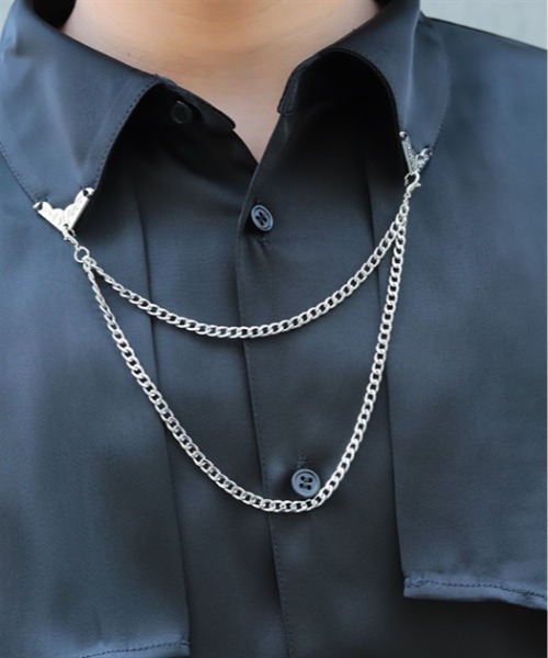 REZEN（リゼン）の「襟金具フリル和袖シャツ（シャツ/ブラウス・メンズ・ローズ/ブラック/ライトグレー・LARGE/MEDIUM）」の14枚目の写真