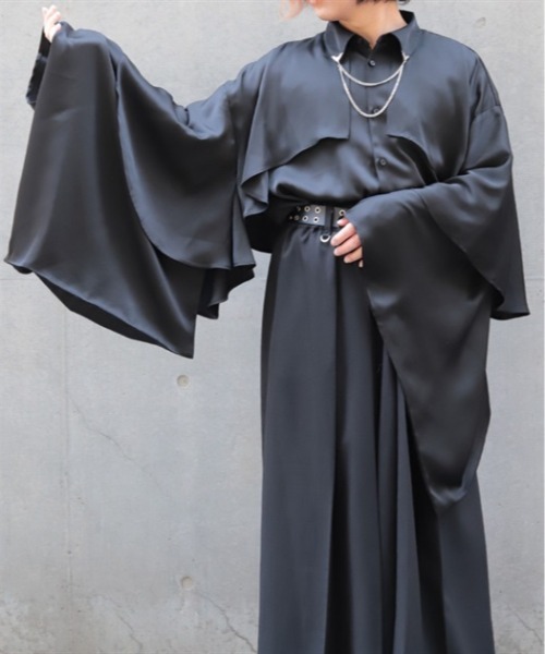 REZEN（リゼン）の「襟金具フリル和袖シャツ（シャツ/ブラウス・メンズ・ローズ/ブラック/ライトグレー・LARGE/MEDIUM）」の15枚目の写真