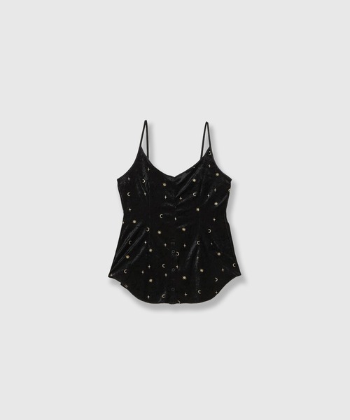THINGS THAT MATTER(シングス ザット マター)の「STICKER PRINT VELOUR CAMISOLE / ステッカー プリント ベロア キャミソール(キャミソール・レディース・ブラック×レッド/ブラック×イエロー・FREE)」の21枚目の写真