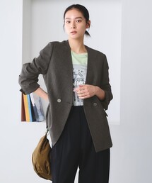 BEAUTY&YOUTH UNITED ARROWS | 【WEB限定 Wardrobe DAILY MINIMAL】メランジ ダブルノーカラージャケット ウォッシャブル(ノーカラージャケット)