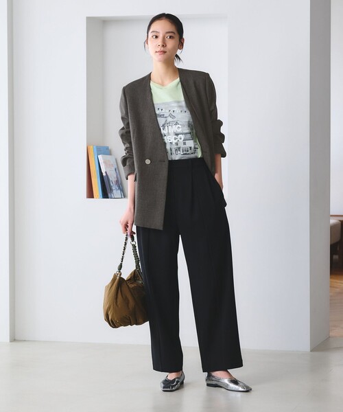 BEAUTY&YOUTH UNITED ARROWS（ビューティーアンドユースユナイテッドアローズ）の「【WEB限定 Wardrobe DAILY MINIMAL】メランジ ダブルノーカラージャケット ウォッシャブル（ノーカラージャケット・レディース・モカ/ダークグレー・S/L/M）」の6枚目の写真