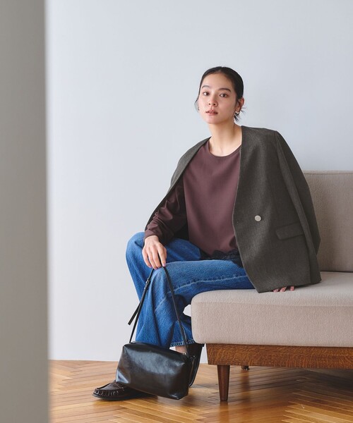 BEAUTY&YOUTH UNITED ARROWS（ビューティーアンドユースユナイテッドアローズ）の「【WEB限定 Wardrobe DAILY MINIMAL】メランジ ダブルノーカラージャケット ウォッシャブル（ノーカラージャケット・レディース・モカ/ダークグレー・S/L/M）」の10枚目の写真