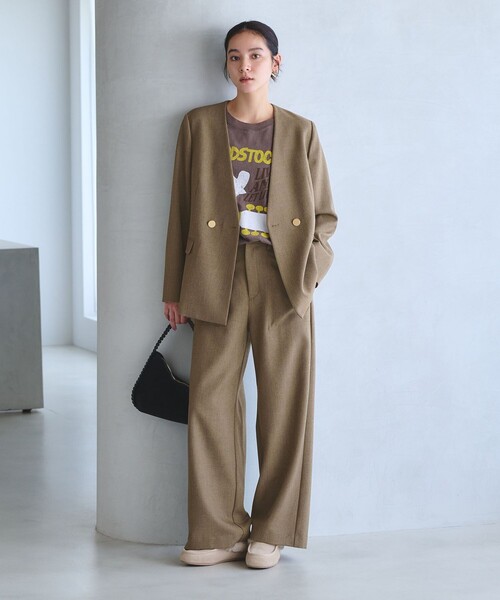 BEAUTY&YOUTH UNITED ARROWS（ビューティーアンドユースユナイテッドアローズ）の「【WEB限定 Wardrobe DAILY MINIMAL】メランジ ダブルノーカラージャケット ウォッシャブル（ノーカラージャケット・レディース・モカ/ダークグレー・S/L/M）」の17枚目の写真